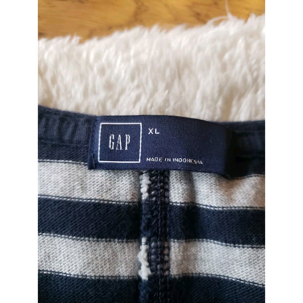 Gap Striped Cotton Raglan Shirt Dress Blue Gray 3/4 Sleeves NWT XL - Picture 4 of 10